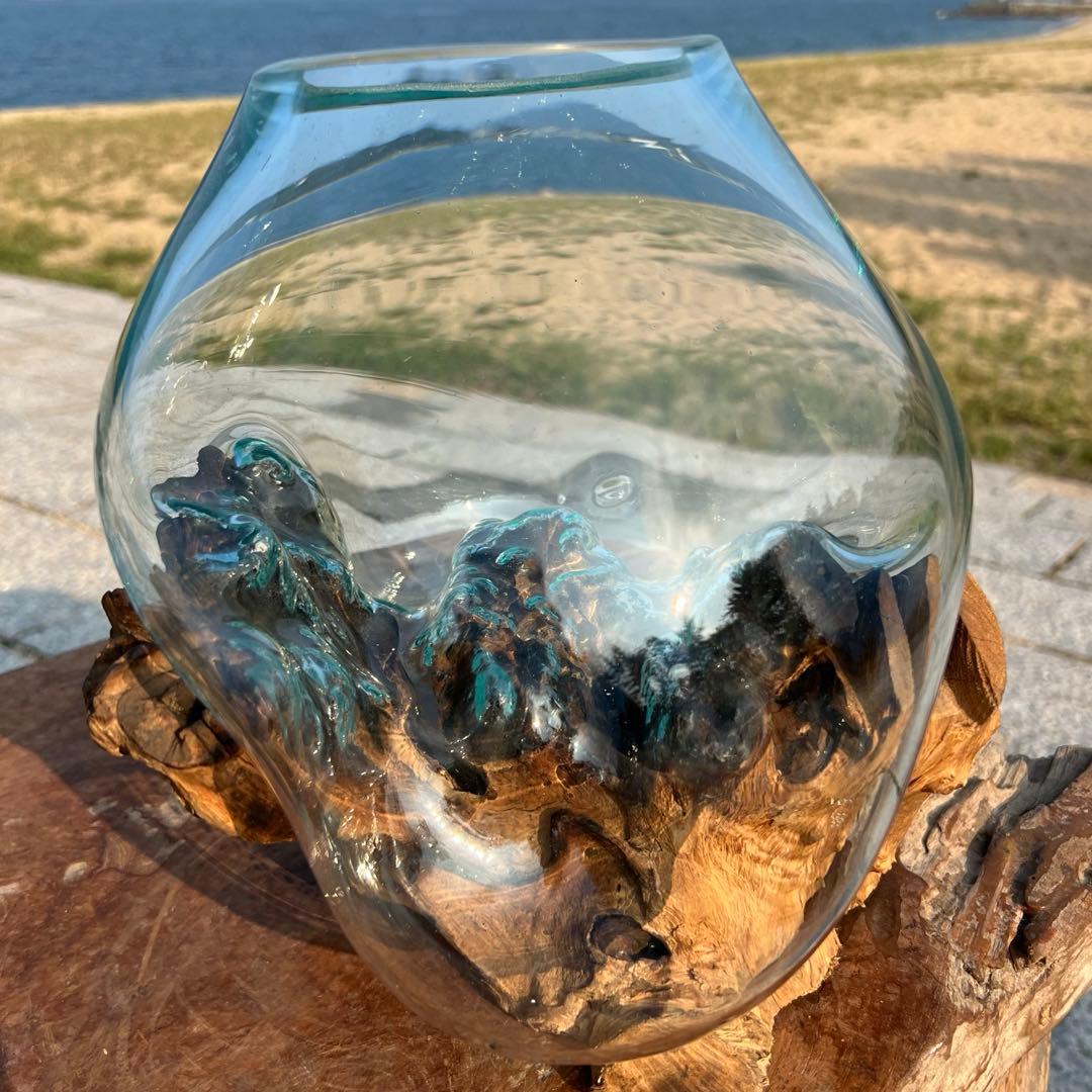 流木ガラスオブジェ特大H 花瓶 金魚鉢 テラリウム フラワーポット 水槽 アート