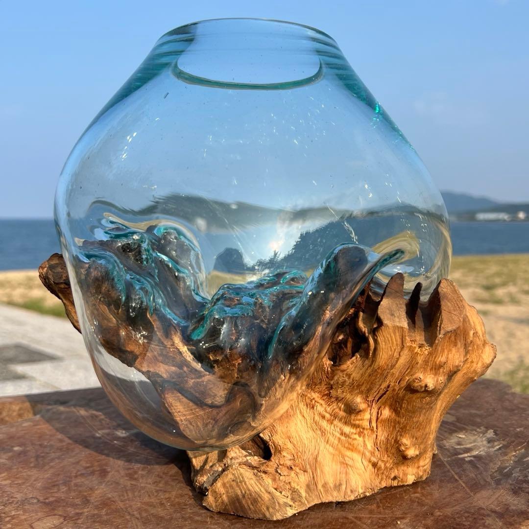 流木ガラスオブジェ特大H 花瓶 金魚鉢 テラリウム フラワーポット 水槽 アート