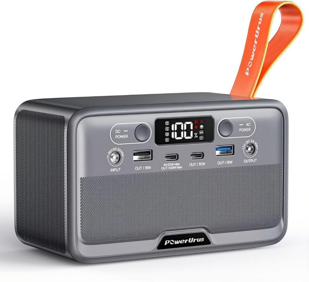 ポータブル電源 89.6Wh 小型 キャンプ 防災 パススルー機能 7ポート