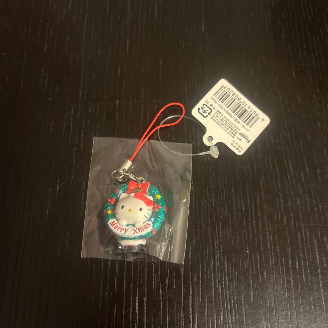 ハローキティ クリスマスリース　ストラップ　根付け