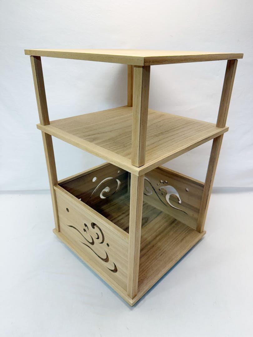 茶道具 淡々斎好 荒磯棚 桐木地 四本柱 波頭透し 組立式 元箱