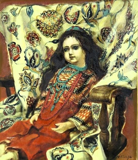 栄永大治良　タイトル「トルコの人形」　油彩　１０号　額装