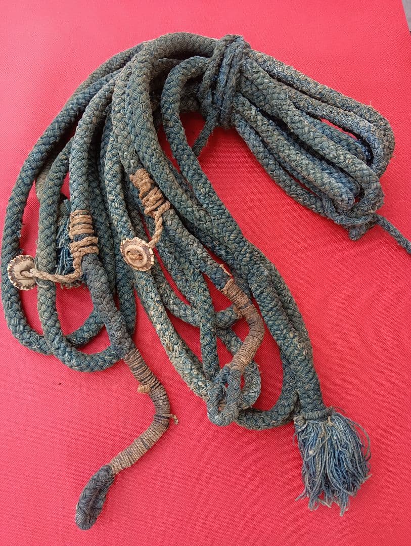 江戸時代後期幕末頃阿波淡路國徳島藩蜂須賀家知行地内武家旧家蔵出藍染武具馬具根付綱