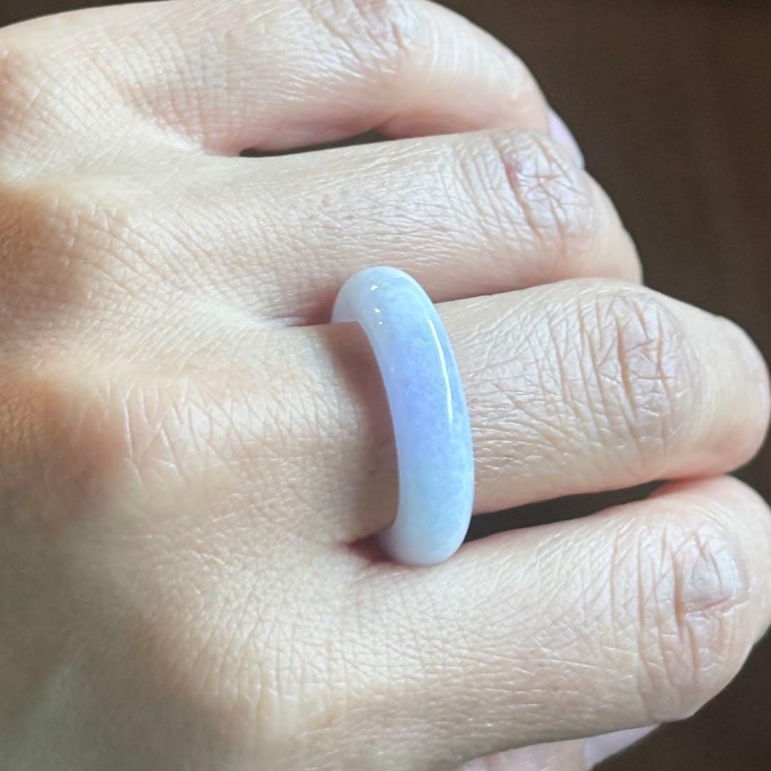 ミャンマー産 天然本翡翠（A貨） ラベンダー色 14号　くり抜きリング