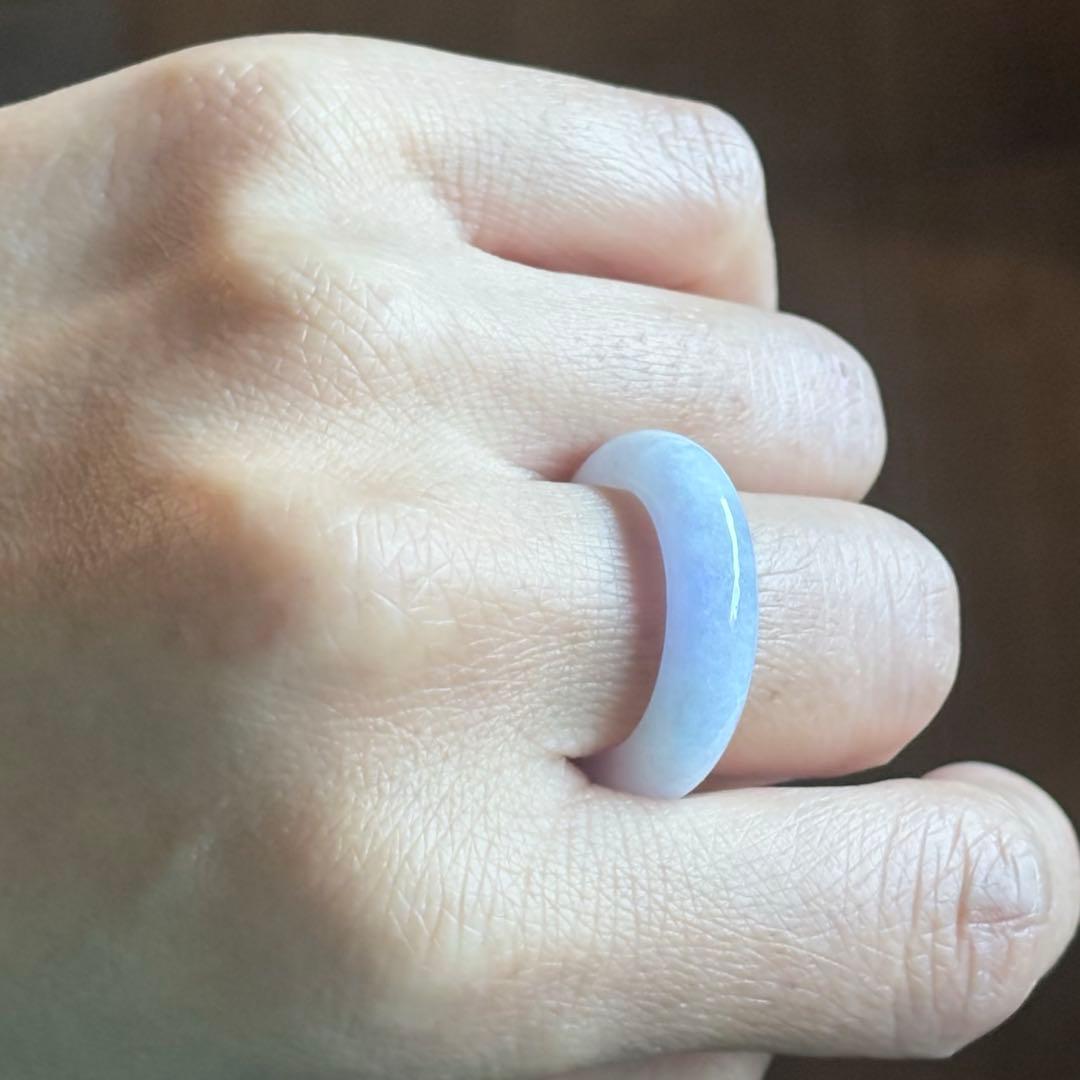 ミャンマー産 天然本翡翠（A貨） ラベンダー色 14号　くり抜きリング