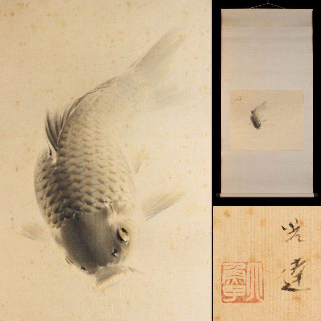 【真作】 名品 ( 鯉の光達 ) 森田光達 ( 鯉の図 )