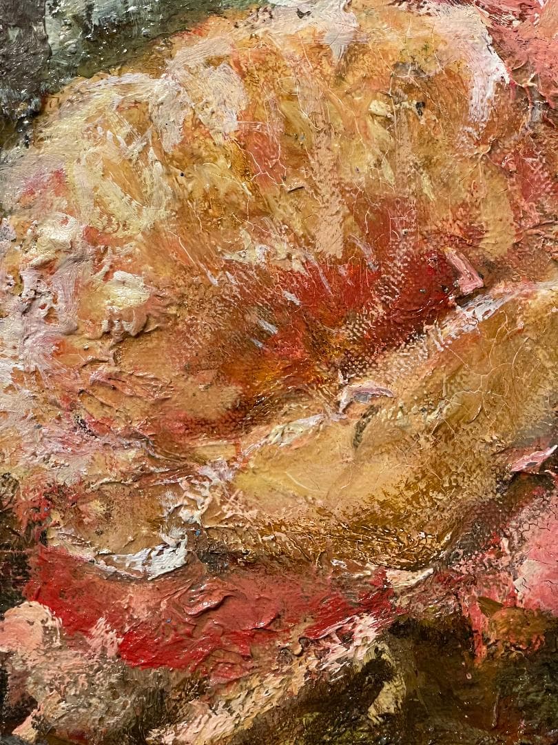 「真作」辻司「牡丹と花嫁」風景画　油彩画　額装　サイン有り　F15号