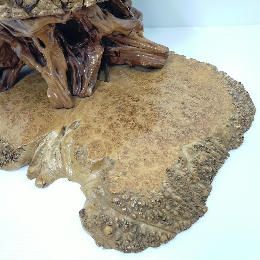 木の根 飾り台 W56cm 高級 花台 豪華 2段 盆栽卓 根卓 飾台 盆栽