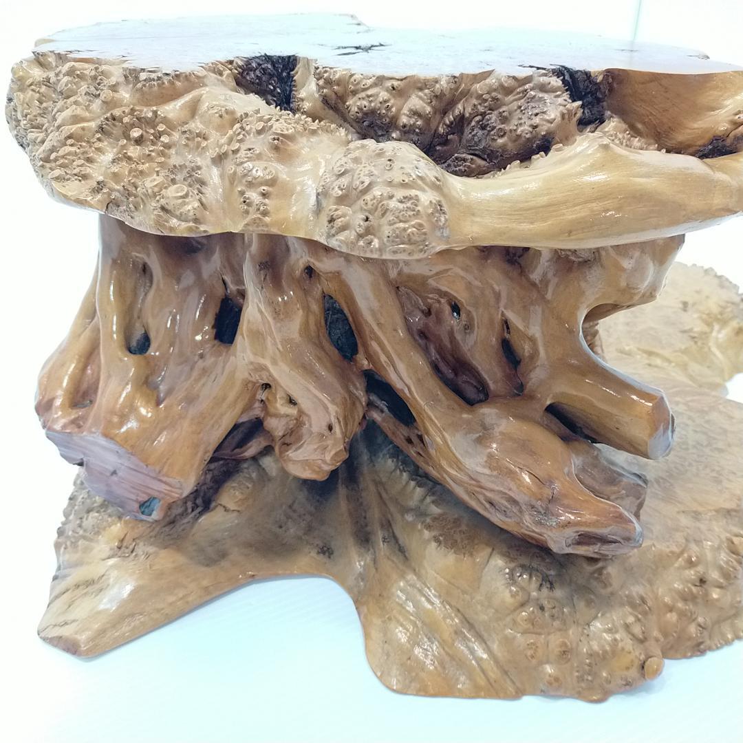 木の根 飾り台 W56cm 高級 花台 豪華 2段 盆栽卓 根卓 飾台 盆栽