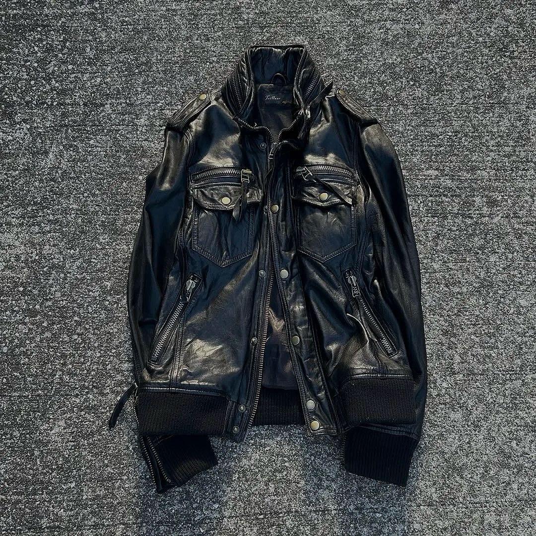 00's vintage レザージャケット変形ダブルジップグランジ ekam