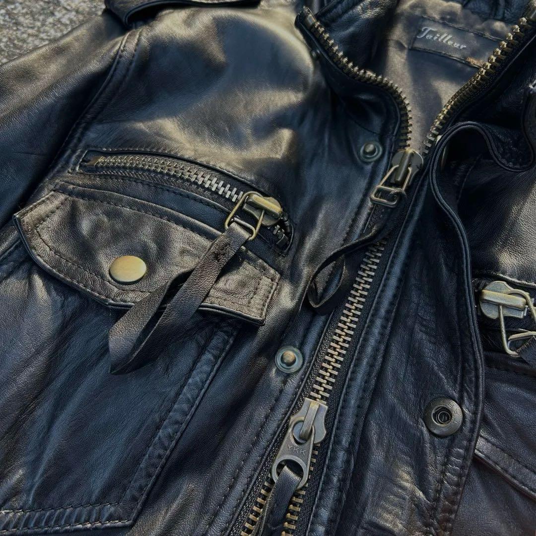 00's vintage レザージャケット変形ダブルジップグランジ ekam