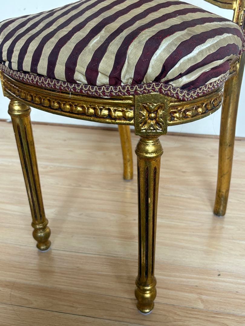 アンティークチェア　サロンチェア　ダイニングチェア　ゴールド　当時物　ヨーロッパ