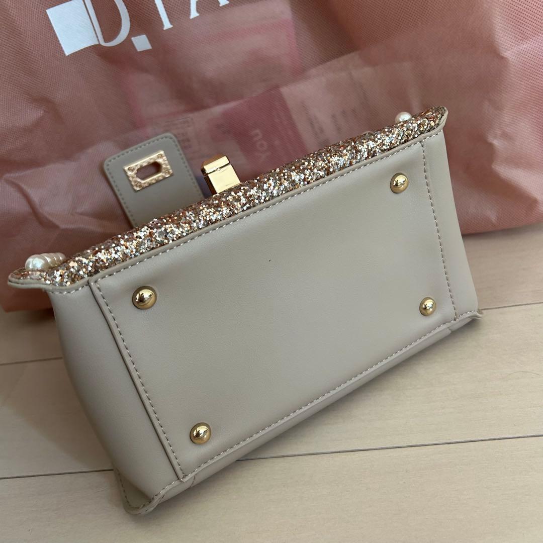 【美品】【DIANA】 ショルダーバッグ 黒 グリッター パール 2Way