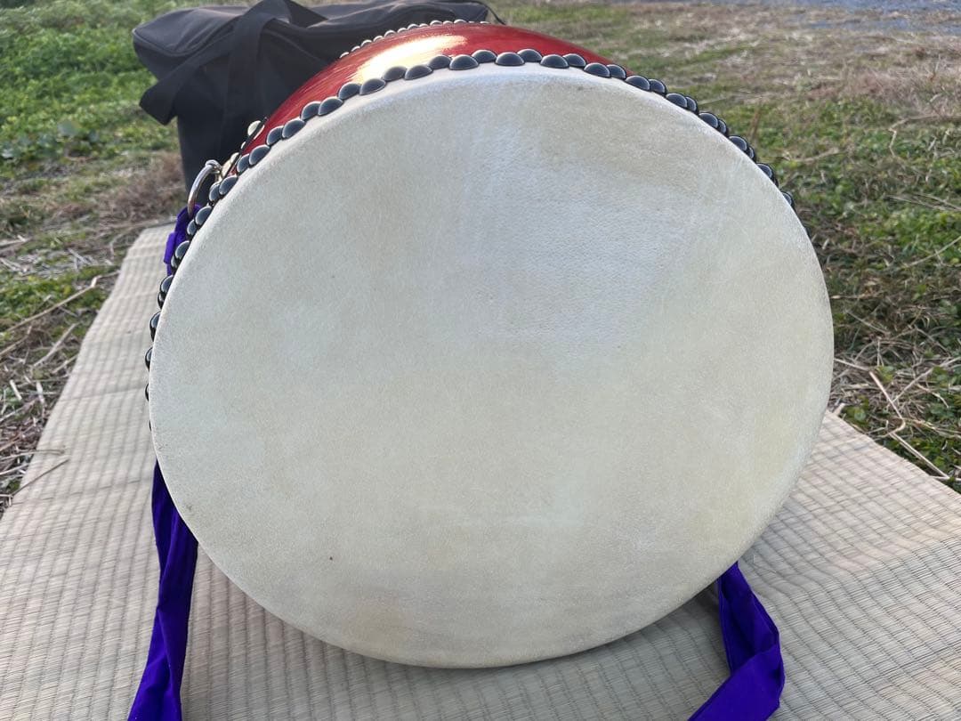 エイサー太鼓 大太鼓 本皮張り 40cm ケース付き 中古美品