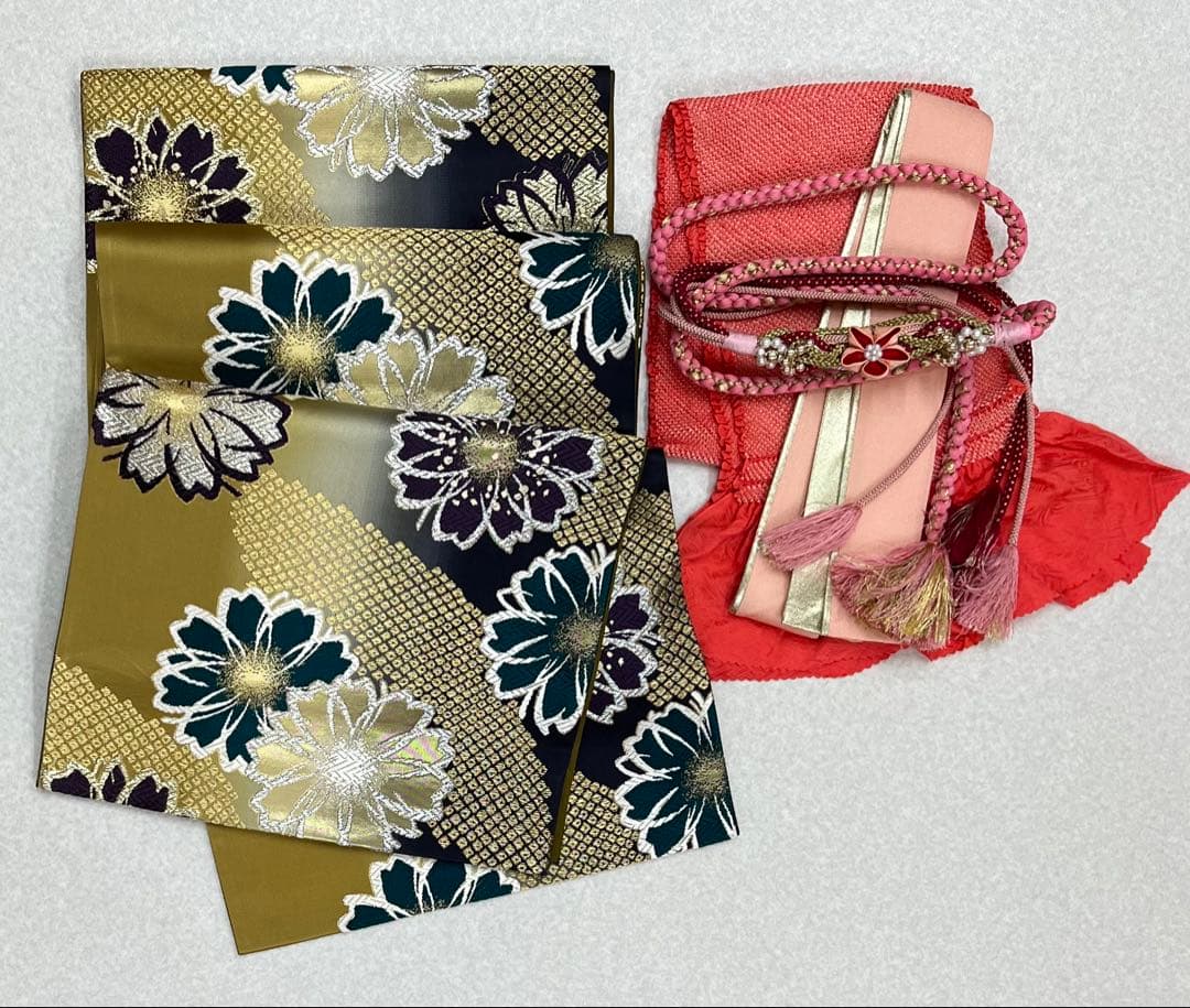 振り袖　フルセット　長襦袢付　金彩加工　刺繍　結婚式　長尺袋帯　成人式　716