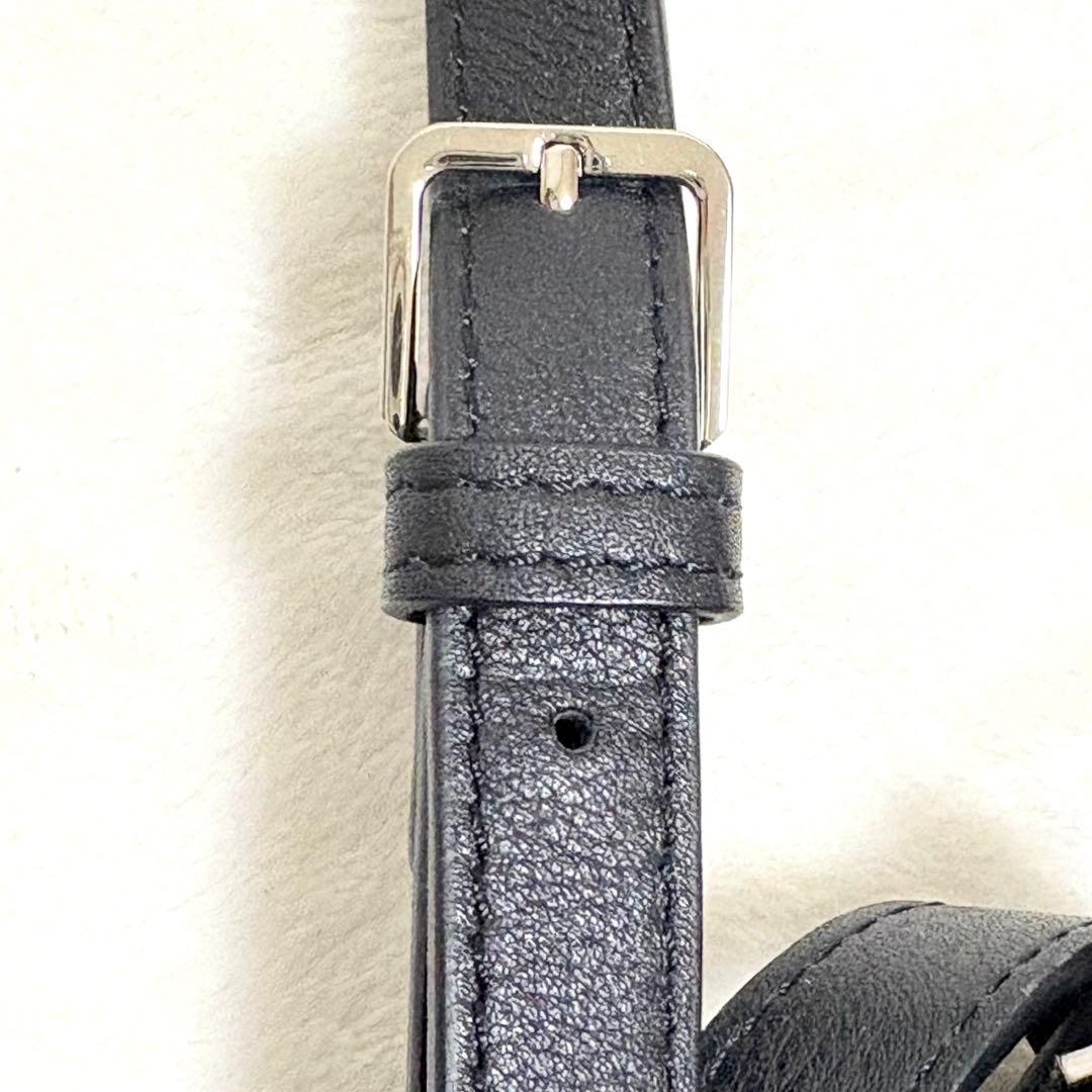 ◆アニエスベー◆ショルダーバッグ エンボスロゴ レザー 黒 サコッシュ