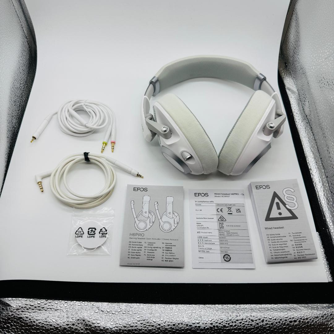 EPOS H6PRO ゲーミングヘッドセット 有線 開放型 ホワイト 付属品完備