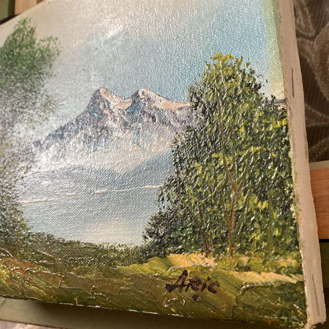 ゴールド額縁　風景画　油絵　山　自然