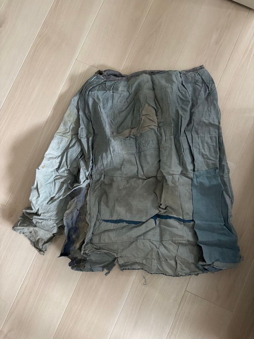 フレンチアンティーク　ボロ襤褸　エプロン　インディゴ