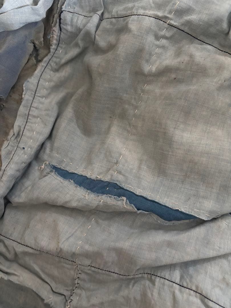 フレンチアンティーク　ボロ襤褸　エプロン　インディゴ