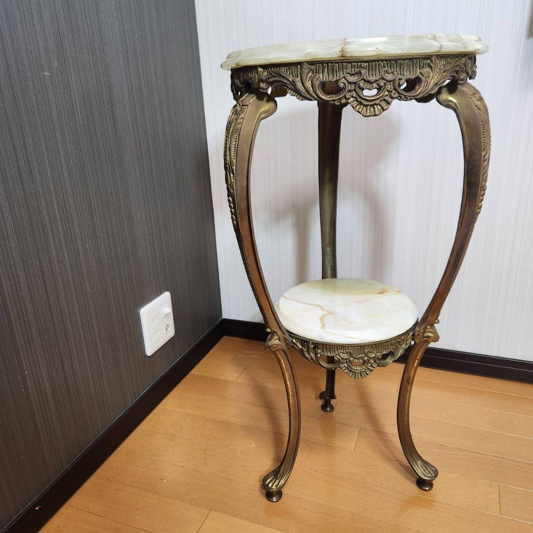 アンティーク家具 大理石 2段 サイドテーブル
