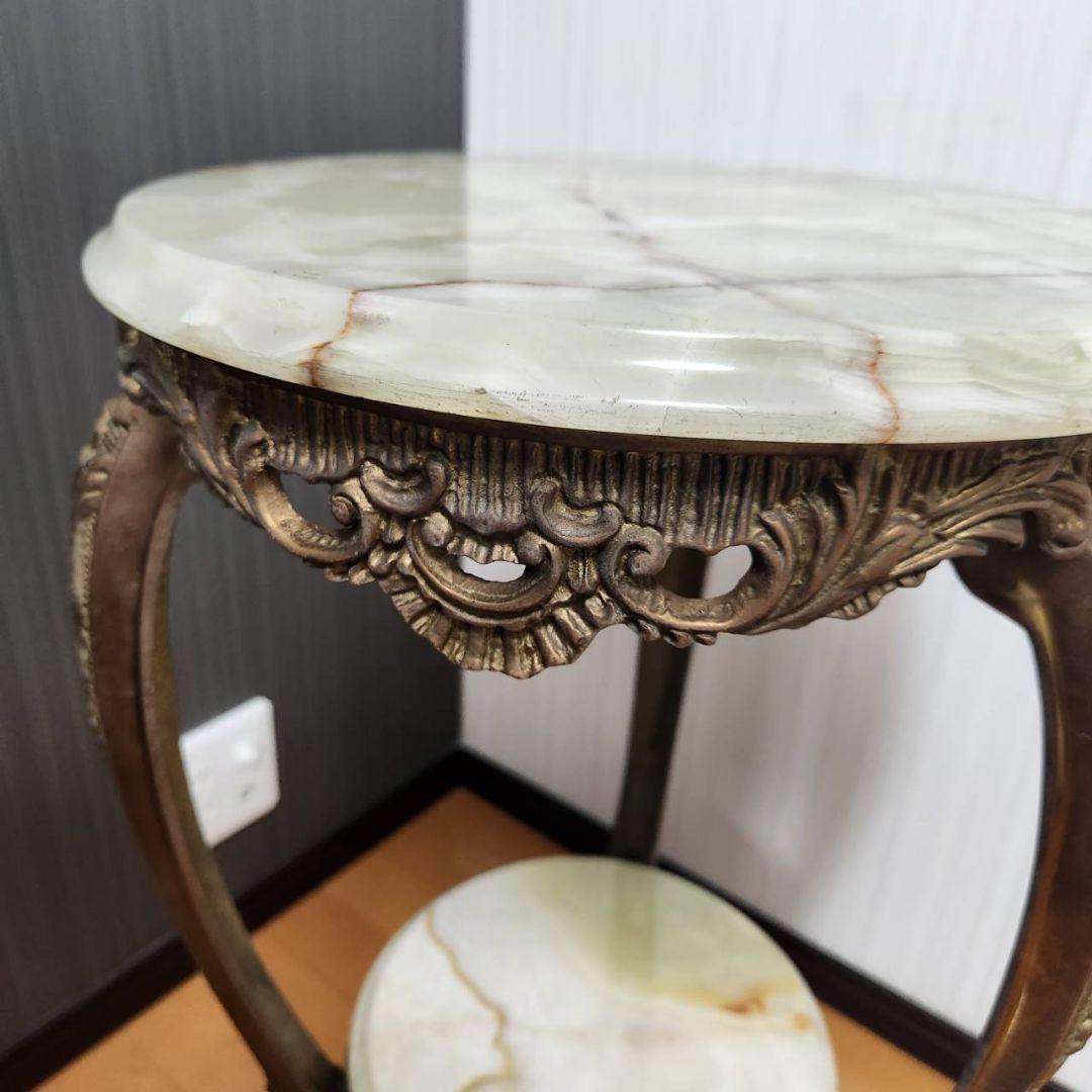 アンティーク家具 大理石 2段 サイドテーブル