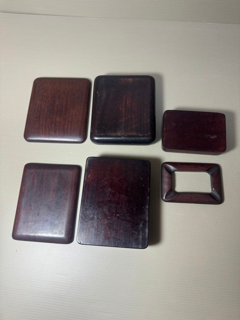 2100  唐木　煎茶盆1客　木箱3客　時代物