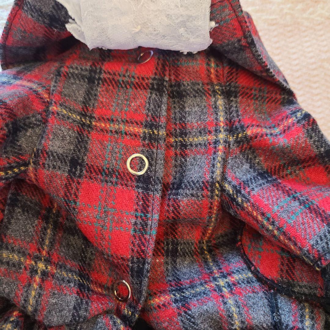 犬服　プルジャム　イングランドウールタータンチェック　コートワンピース