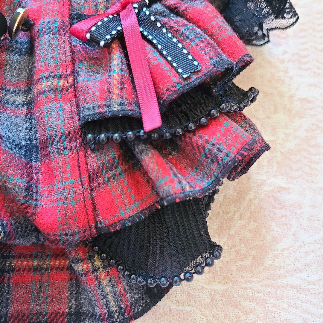 犬服　プルジャム　イングランドウールタータンチェック　コートワンピース