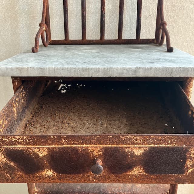 古道具 インダストリアル シャビー ヴィンテージ マーブル天板 ナイトスタンド