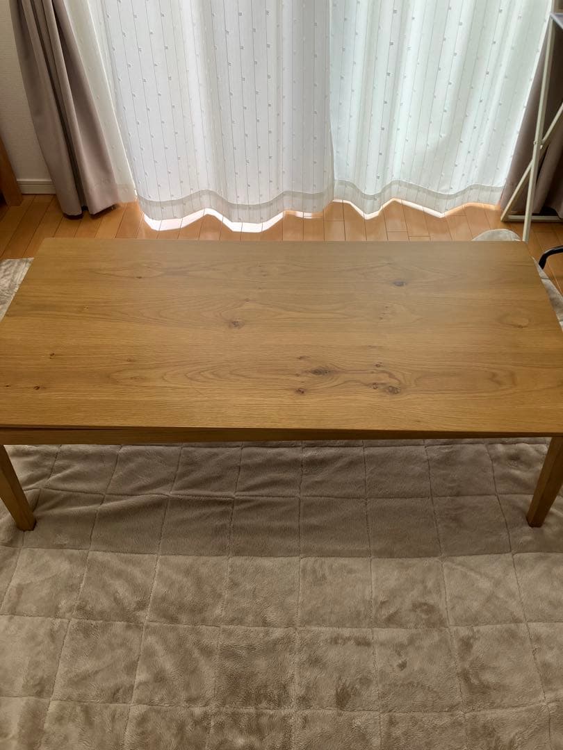 オーク材の薄型こたつテーブル ＜幅120／奥行60／高さ38cm＞　こたつ布団付