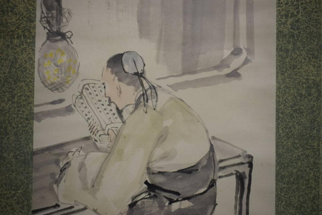 真作/藤井松山/蛍の光/もみ紙表装/桐題箱付/布袋屋掛軸HH-651