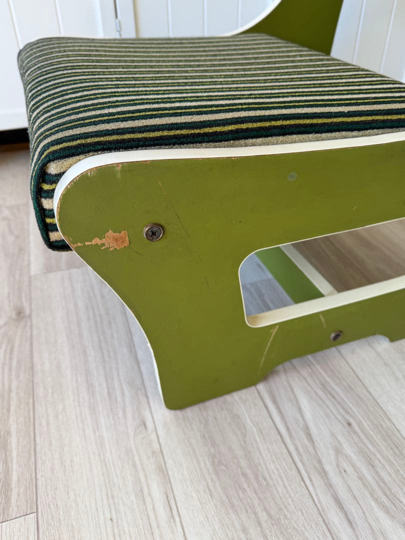 ①ソファ椅子 昭和レトロポップ ソファ テーブル セット グリーンストライプ