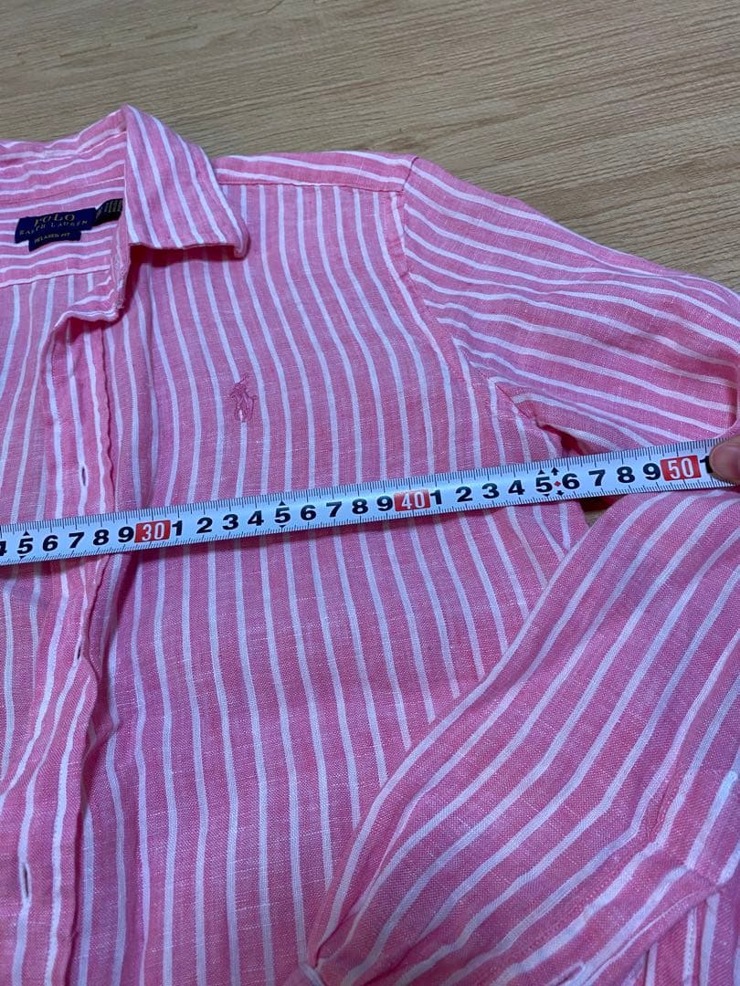 POLO RALPH LAUREN XXS リネンシャツピンクストライプ