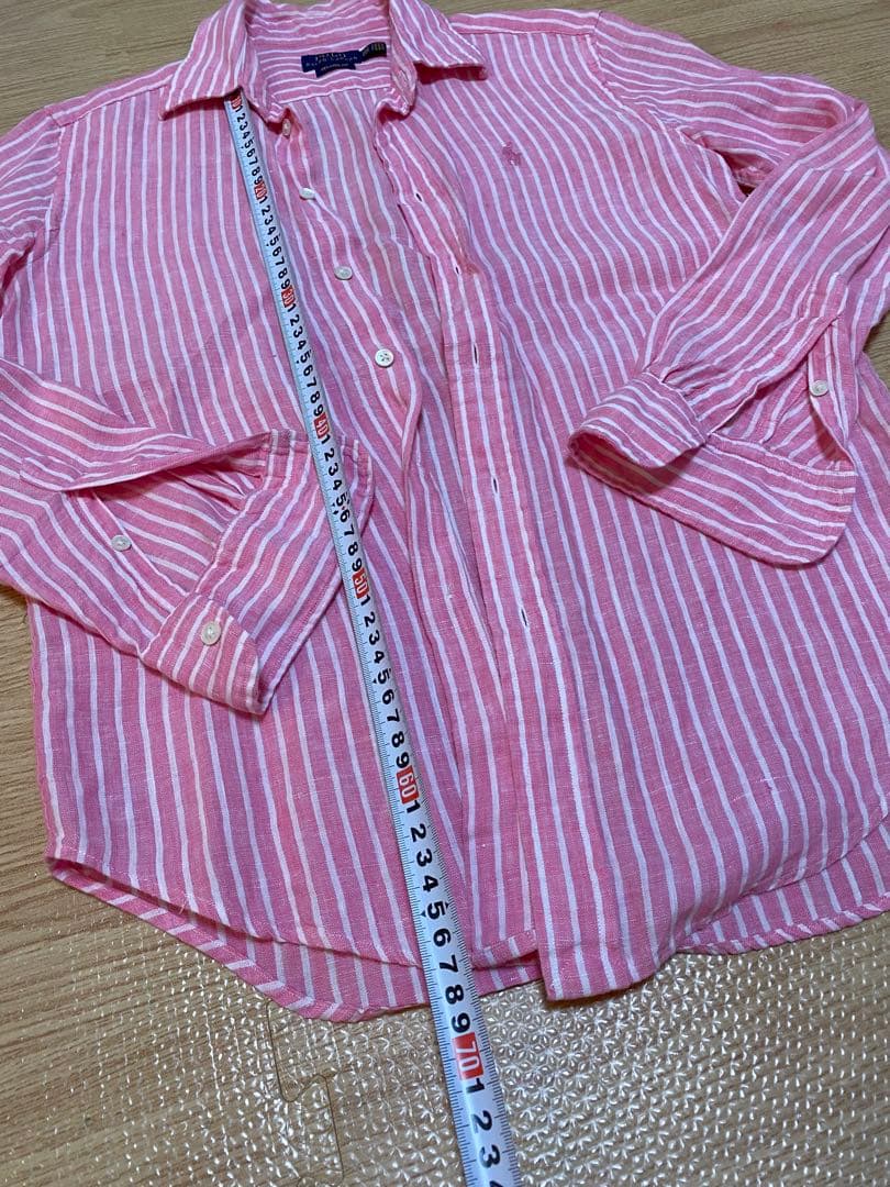 POLO RALPH LAUREN XXS リネンシャツピンクストライプ