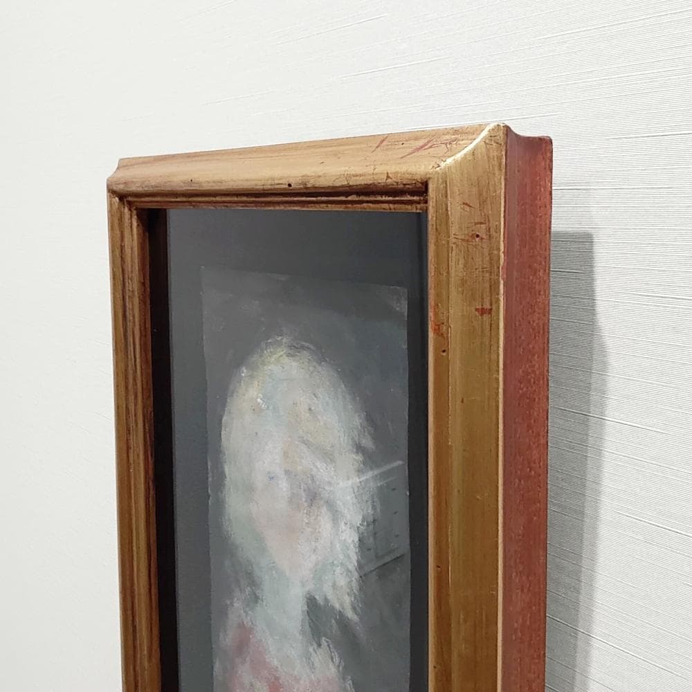 内野隆文　肖像　絵画　人物画　現代美術　アート　アンティークペーパー　古紙　額縁