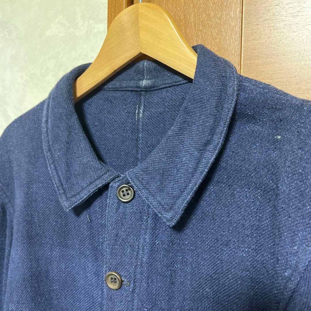 【希少】30s フレンチヴィンテージ インディゴ コットンリネン ジャケット