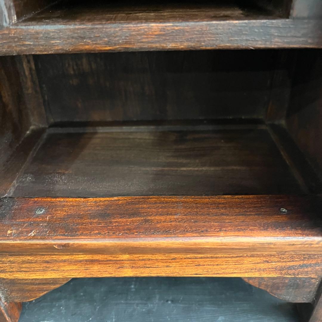 李朝 小戸棚 33㎝ 小抽斗 小振り 棚 骨董 木製 工藝