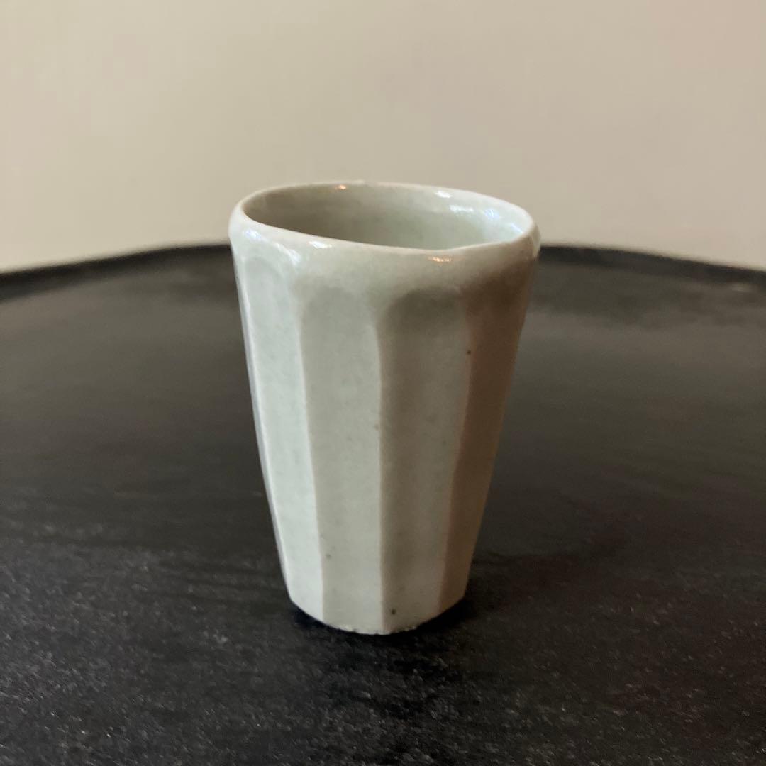 李朝面取筒盃　酒器　白磁　秦秀雄　浅川伯教　韓国アンティーク　朝鮮骨董　徳利