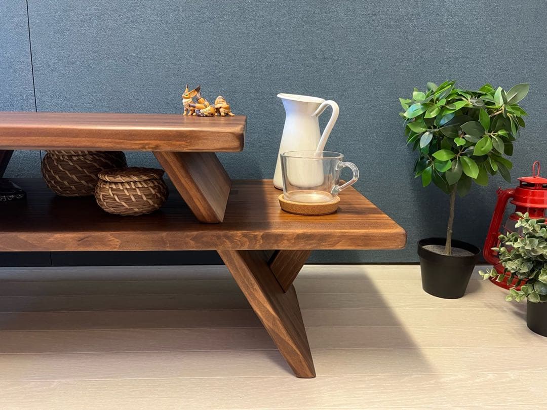 【送料無料】 ローテーブル アングル脚 110cm 45cm パイン Br