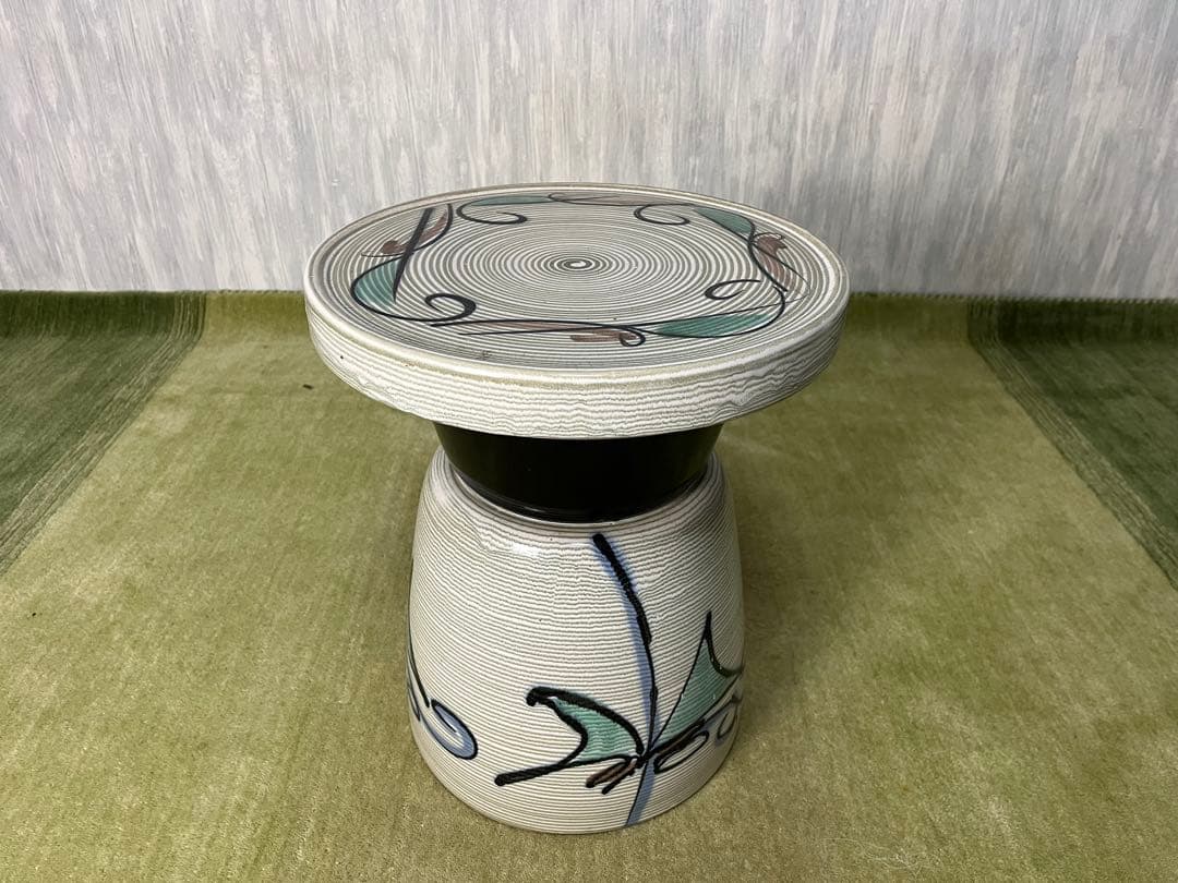 花台/陶器椅子丸型/イス屋外/オブジェ置台/ガーデン飾り台/レトロ/椅子