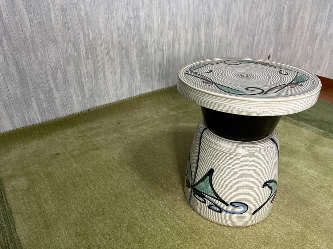 花台/陶器椅子丸型/イス屋外/オブジェ置台/ガーデン飾り台/レトロ/椅子