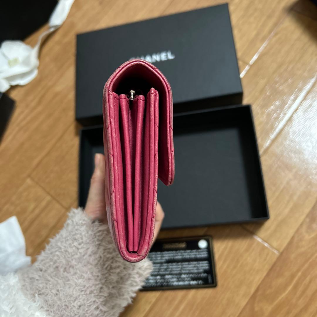 CHANEL キルティング 2つ折り財布 ピンク