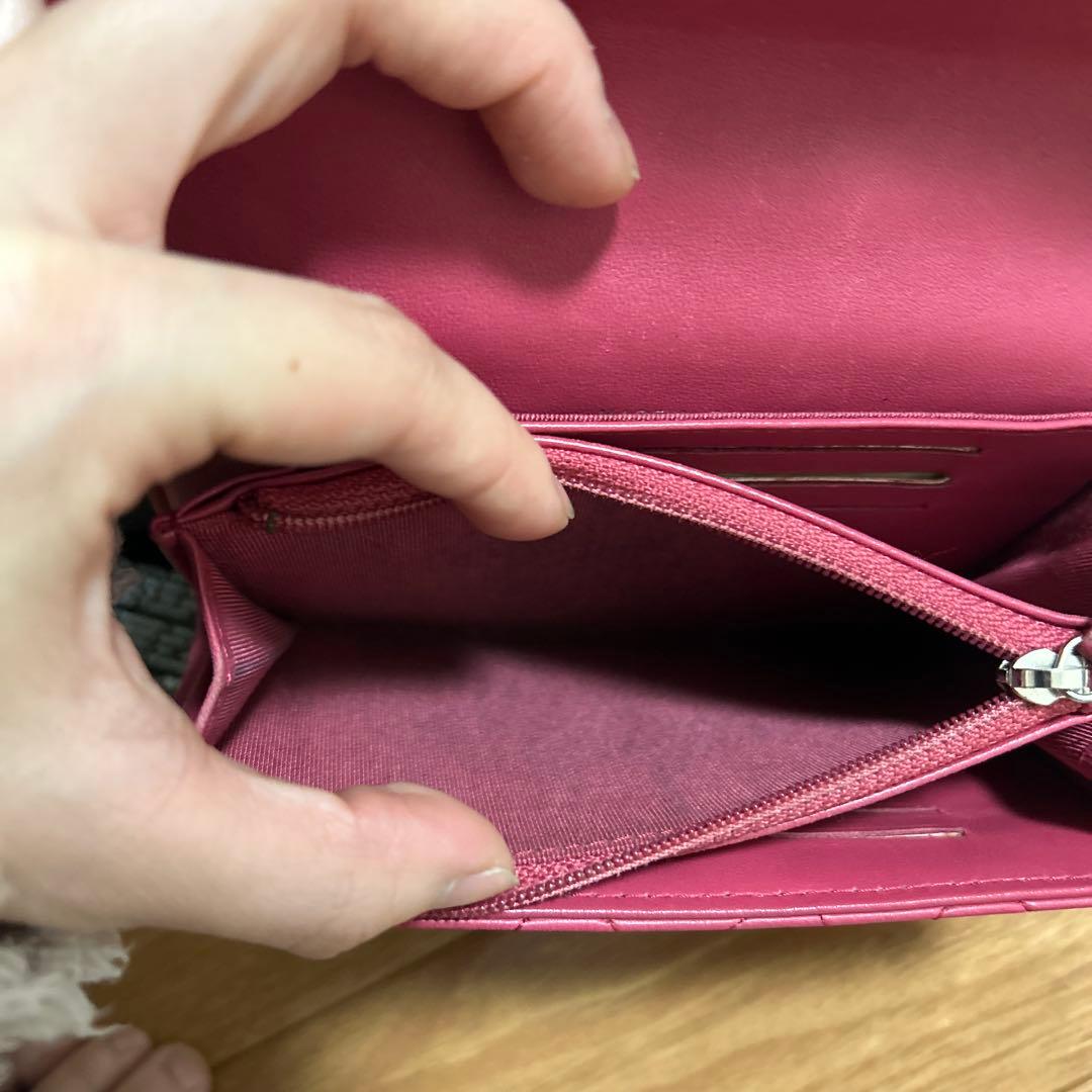 CHANEL キルティング 2つ折り財布 ピンク