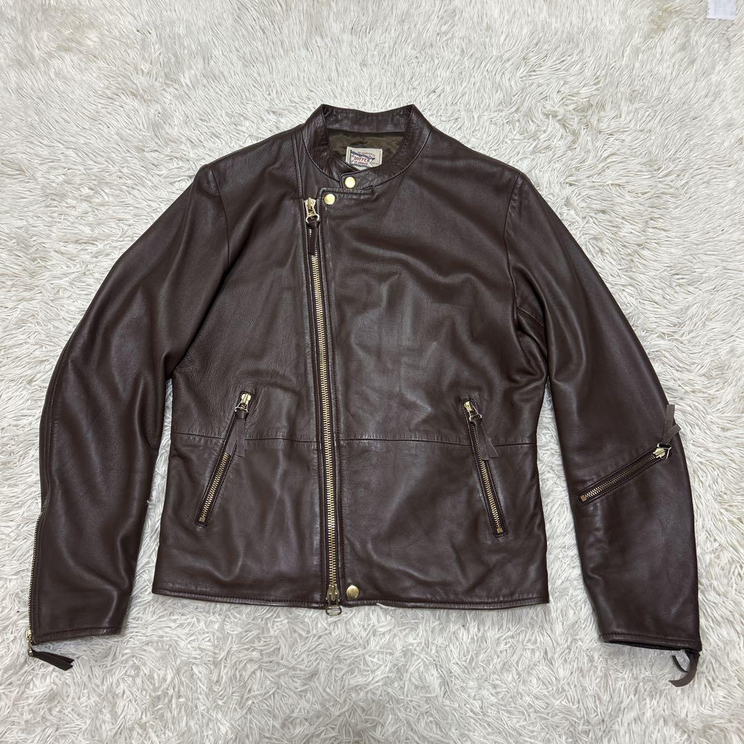 The DUFFER 本革　羊革　シングルライダースジャケット　Lサイズブラウン