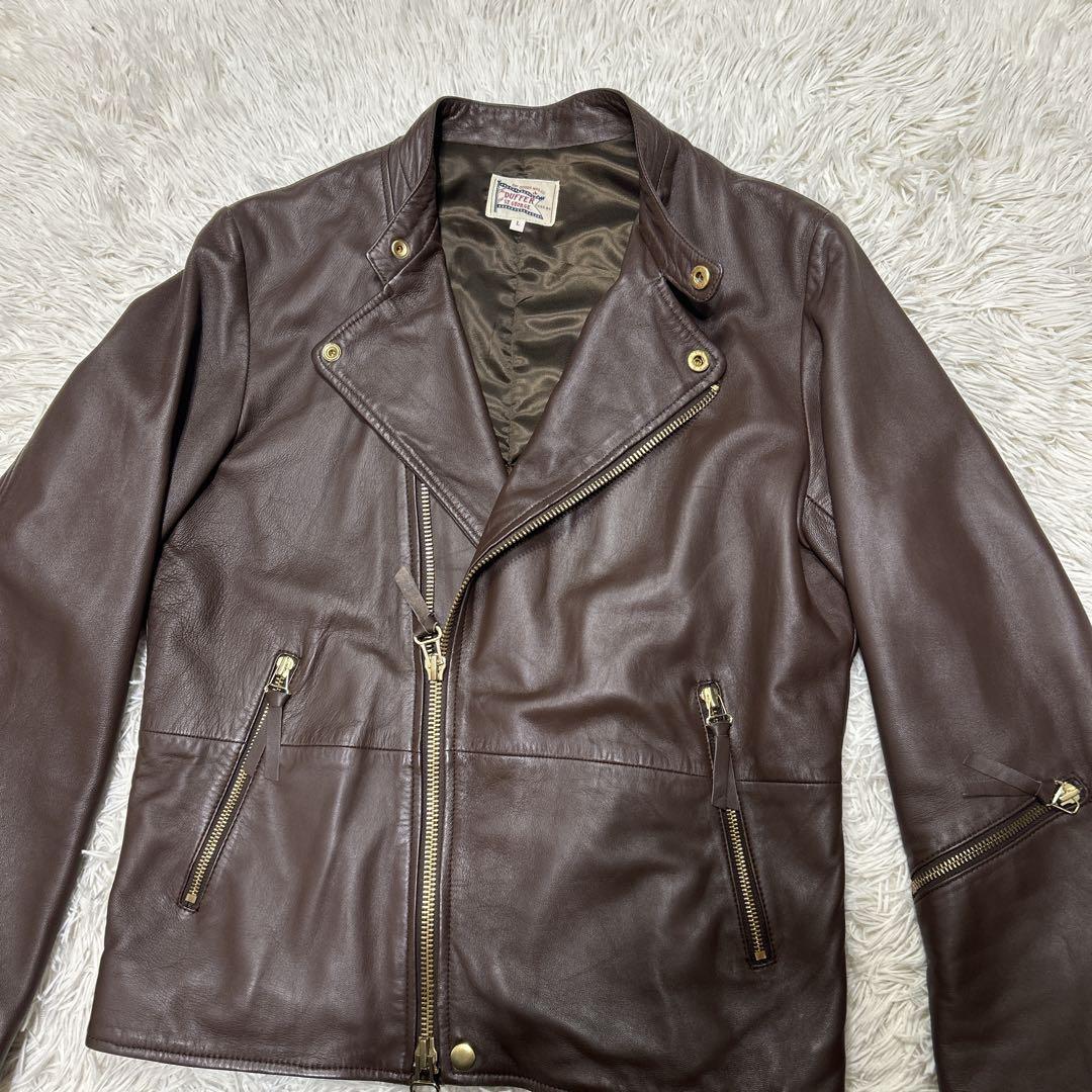 The DUFFER 本革　羊革　シングルライダースジャケット　Lサイズブラウン