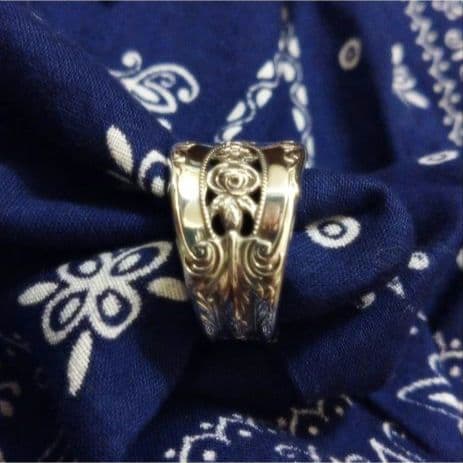 【希少】60s フラワーモチーフ スプーンリング シルバー 19号