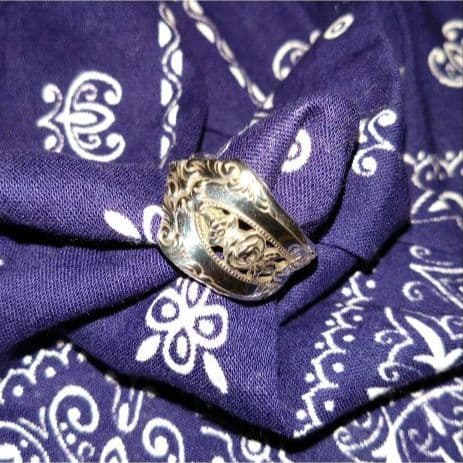 【希少】60s フラワーモチーフ スプーンリング シルバー 19号