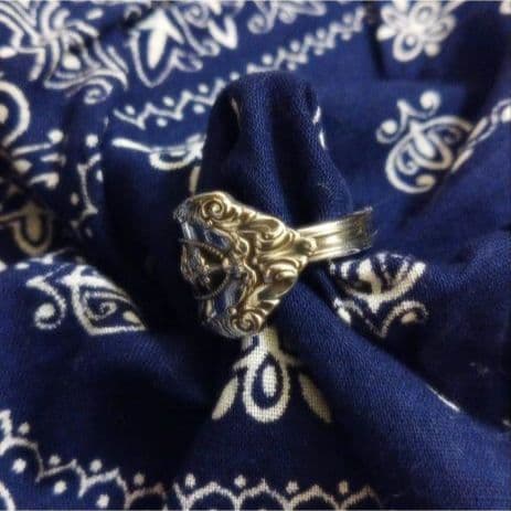 【希少】60s フラワーモチーフ スプーンリング シルバー 19号