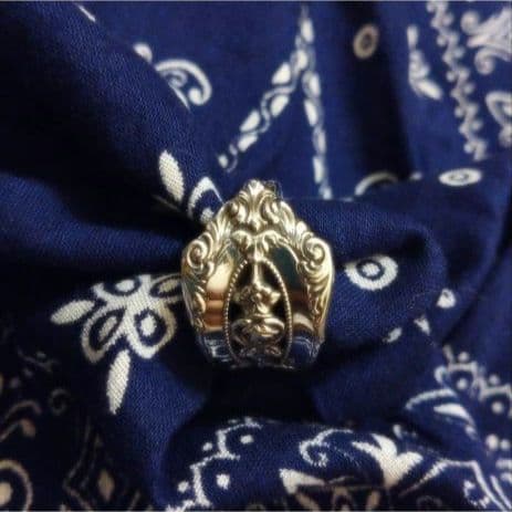 【希少】60s フラワーモチーフ スプーンリング シルバー 19号